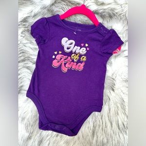 One of a Kind baby GARANIMALS purple pleated snap one piece bodysuit 3-6M